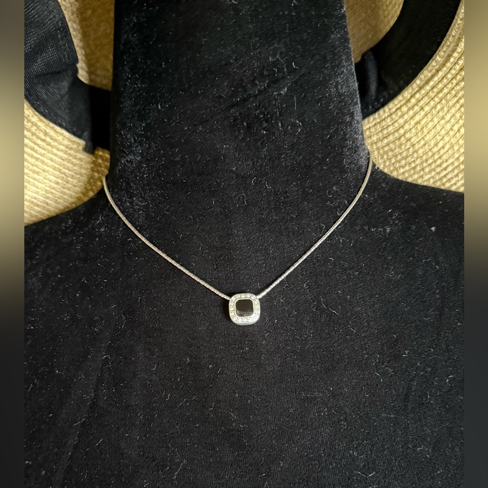 Brighton Silver Reversible Necklace. Black/Matte Gold Tone Pendent